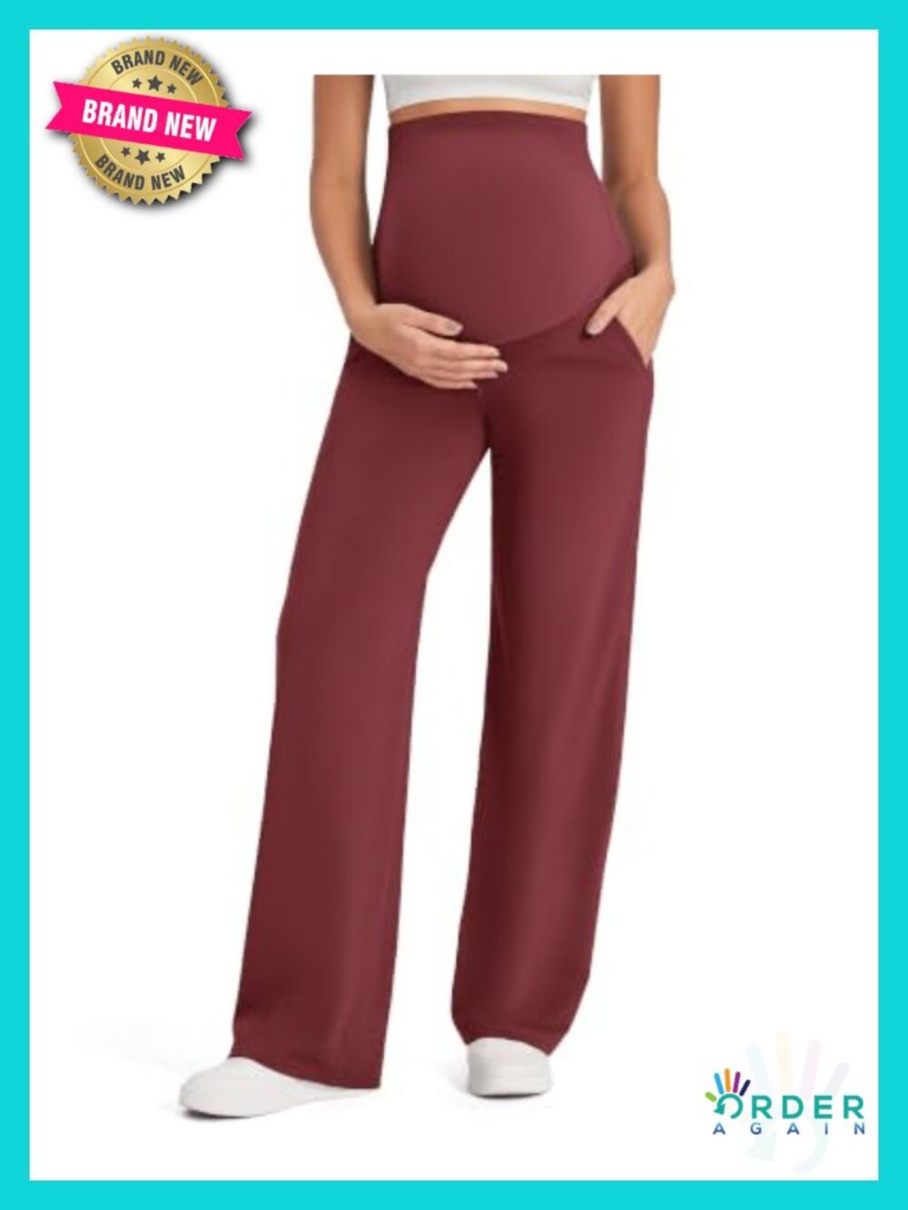 Maternity Over the Belly Wide Leg Yoga Pants High Stretch Work Trousers